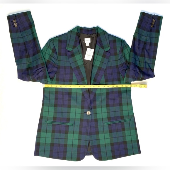 J. Crew Women's Black Watch Plaid One-Button Blazer Jacket Size 8 NWT - Picture 11 of 16